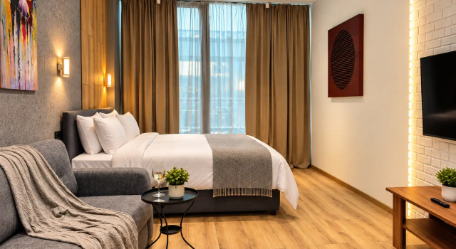 Odnokomnatnaya Komfort24 u m.Mayakovskaya na 3 Gostya Flat, Book Lejlighed SPA-hoteller i Moskva, nær White Square Business Centre, SPA