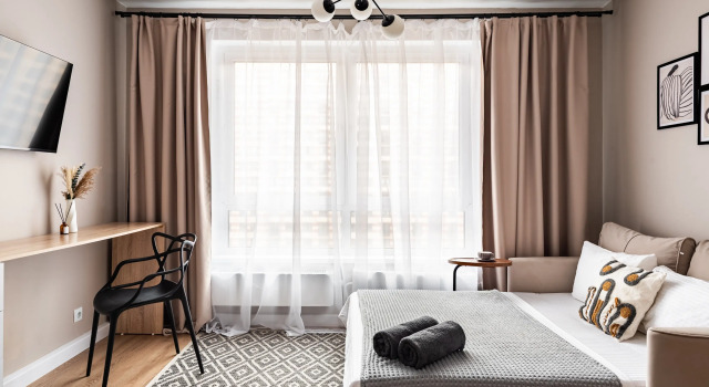 VOGUE — V Gostyakh u Mashenki Flat, Rezervovat Apartmán Hotely v ZAO Area s parkováním, Parkování