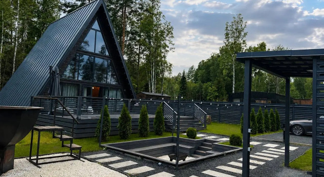 Частный дом A-frame Ванхейм с сибирским чаном, Забронировать Дом для отпуска Защита Всеволожский район
