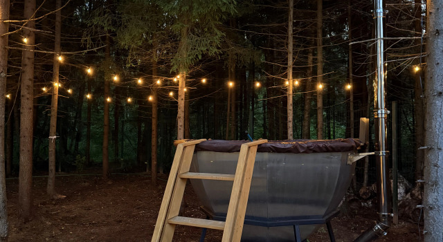 Частный дом Дом A-frame в лесу с чаном и батутом Bearlogo, Забронировать Дом для отпуска Рождествено Истринское водохранилище