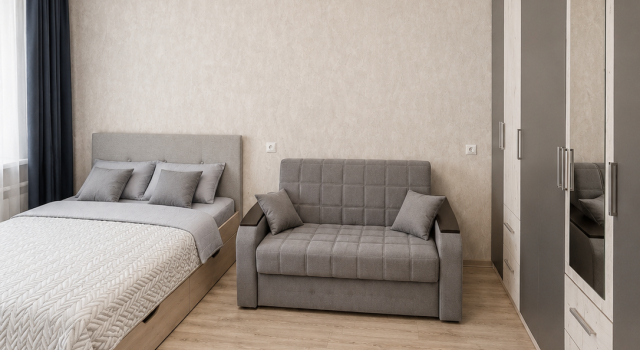 s uyutnoj spal'nej i divanom-krovat'yu | Alikorn24 Flat, Rezervovat Apartmán Podolsk 