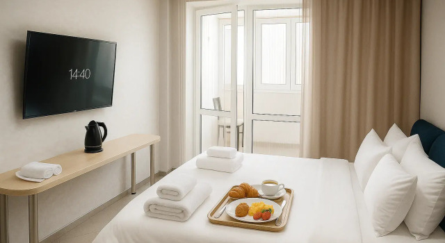 Двухместные апартаменты Superior с балконом и с красивым видом из окна Отель Relax Джакузи в центре Минска