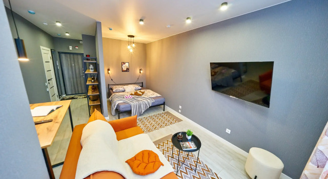 Studiya na 15 etazhe ( s kondicionerom) v ZhK Runa park po adresu Malkova 12 na 4 cheloveka Apartments, Rezervasyon Daire Dzerzhinsky City District Perm, Park Mindovsky yakınında