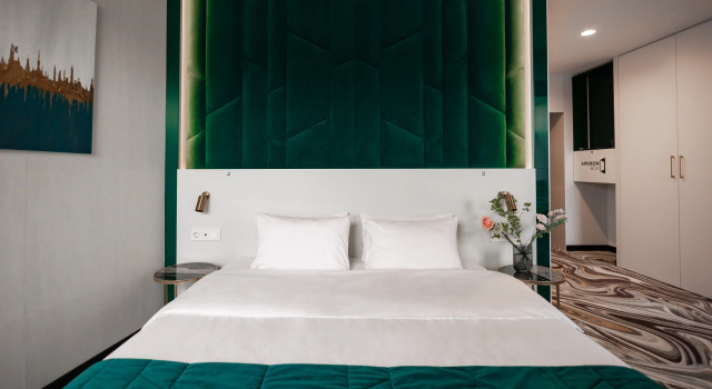 Dvoulůžkový s manželskou postelí Apartmá a výhledem ApeironSpace Hotel