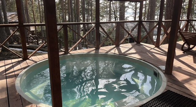 No. 15 with sauna and pool Quadruple Chalet with lake view Kristall - Turgoyak Recreation camp