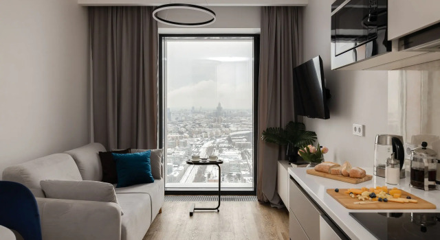 Двухместные апартаменты с красивым видом из окна Апартаменты SMART LOFTS | Panorama | 52 этаж с видом на закат | Отдельная спальня | У метро