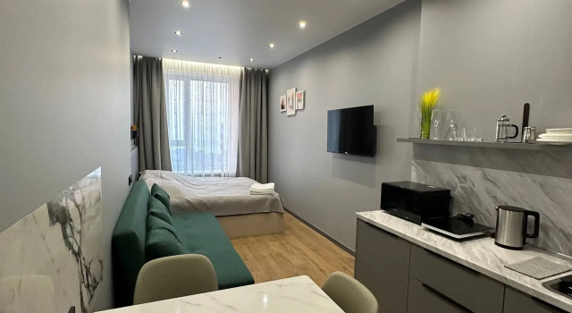 Квартира студия с видом на море, 25 м², 2 кровати