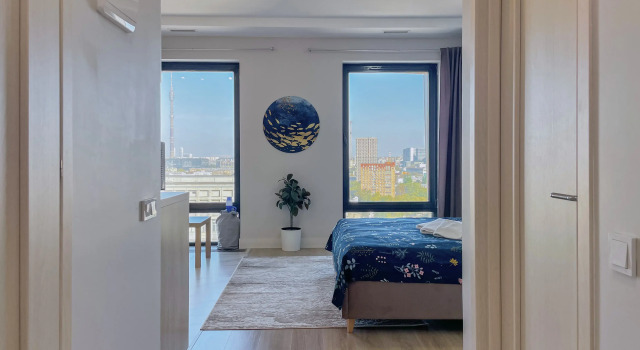 S Panoramnymi Oknami Na 14 Etazhe Neboskreba Biznes-Klass V Zhk D1 Apartments, Boek Appartement SAO Area Moskou, in de buurt van Dmitrovskaya Metro Station