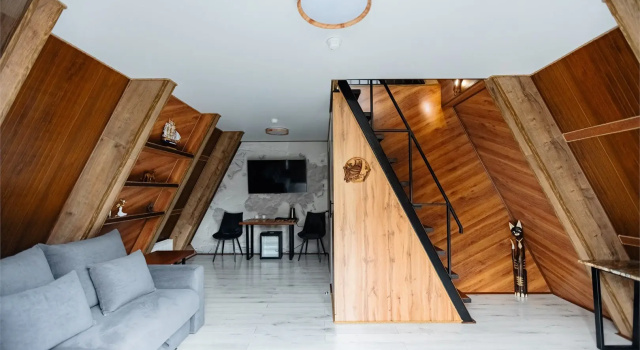 Двухместный A-Frame No.1 с балконом и с красивым видом из окна Отель «Горная Саниба»