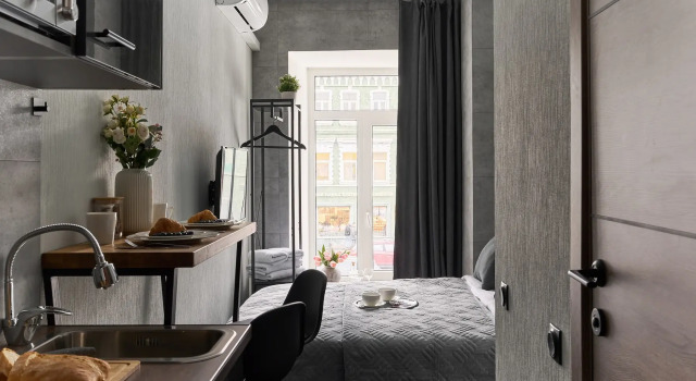 Двухместная студия Апартаменты SMART LOFTS | Obsidian | 5 мин от метро Бауманская | Исторический дом