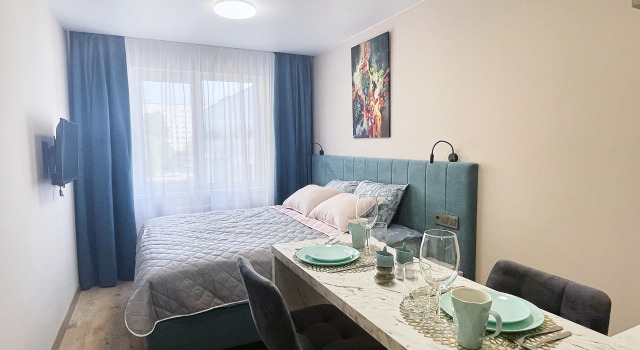Студия Deluxe с красивым видом из окна Апартаменты GLOBALSTAY. Новые студии 2 мин до метро Кировский завод