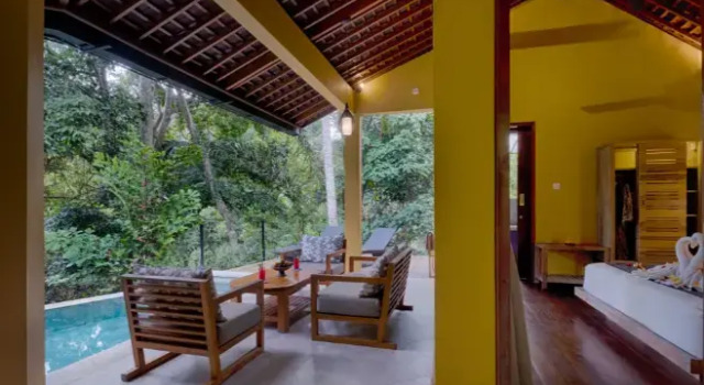 Вилла с бассейном с 2 комнатами с красивым видом из окна Samkhya Villas