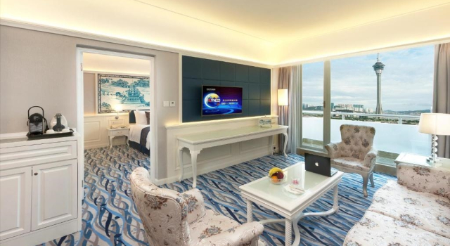 Tweepersoonssuite uitzicht op de haven Hotel Riviera Macau