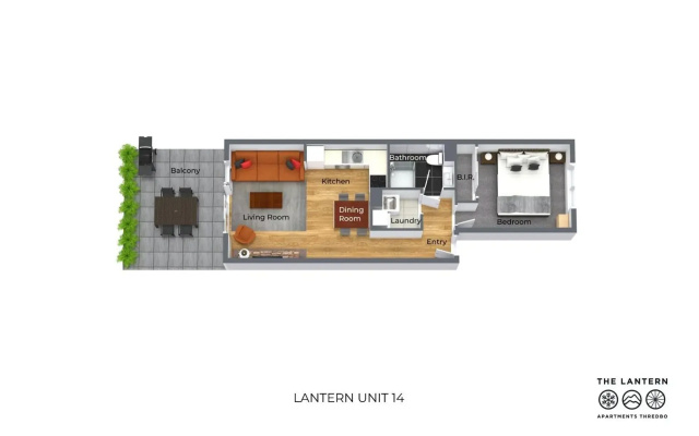 Lantern 1 bedroom terrace with mountain views