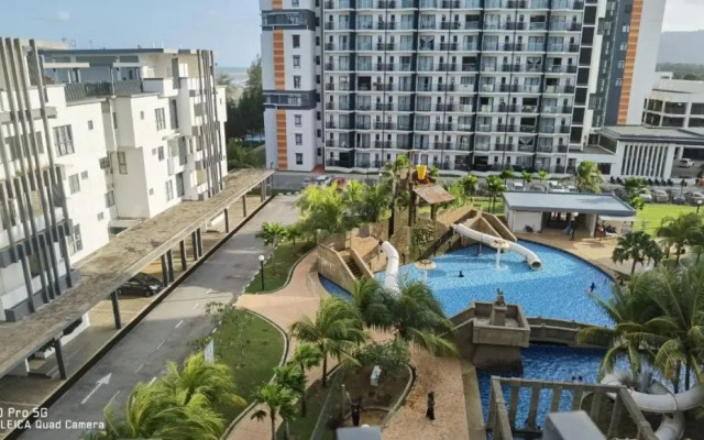 Pool view + water theme park @swiss garden residence