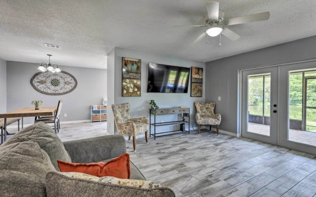 Lanai & Pond at Tranquil Bradenton Retreat!