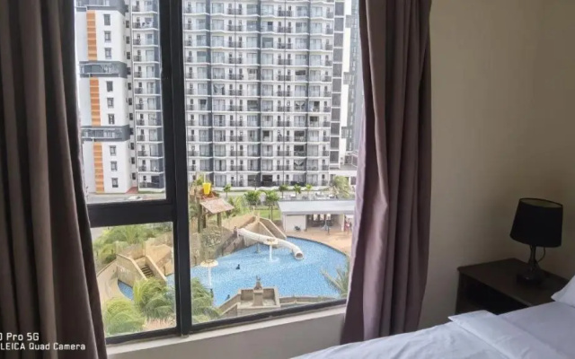 Pool view + water theme park @swiss garden residence