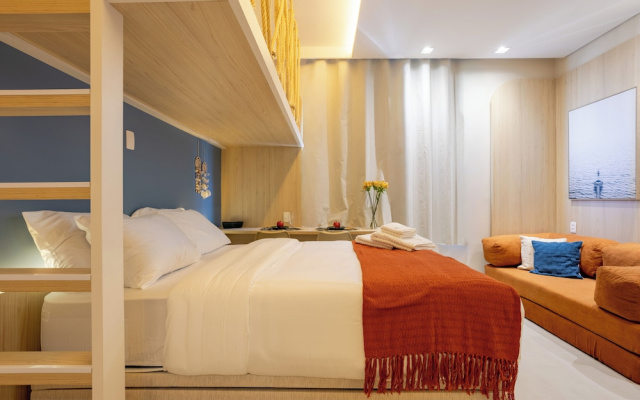 Stay Home Luxo | 1min Praia Gonzaga | Rooftop, Piscina, Sauna & Gym