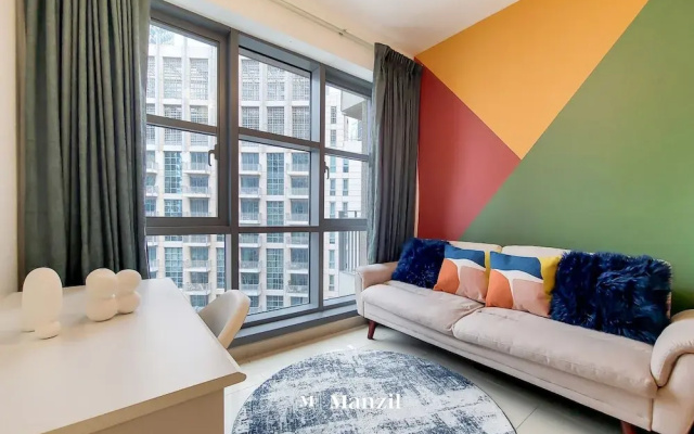 Manzil -Cozy 1BR Apt w/ Downtown Skyline Burj View