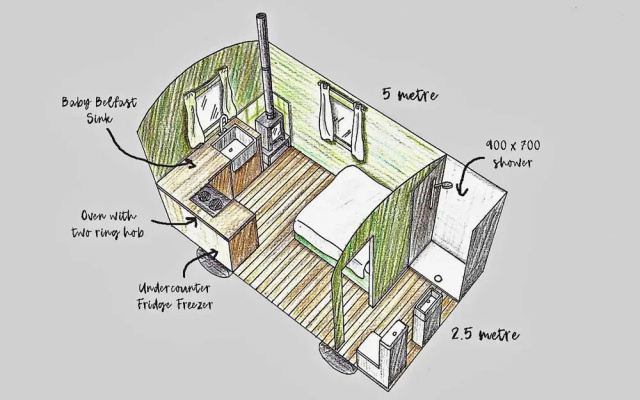 Tranquil Shepherds Hut With Stunning Views, No Deposit