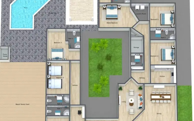 Colonial Modern Villa Sleep 14-pool Palapa Court