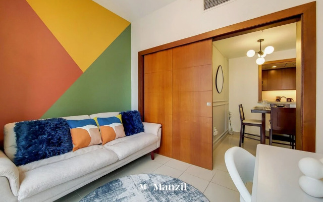 Manzil -Cozy 1BR Apt w/ Downtown Skyline Burj View