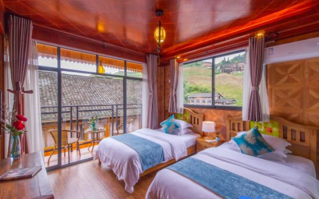 Longji terraced fields and a villa