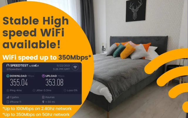 Comfy 2 Room Apartment - Free Parking - 350Mbps WiFi - Netflix
