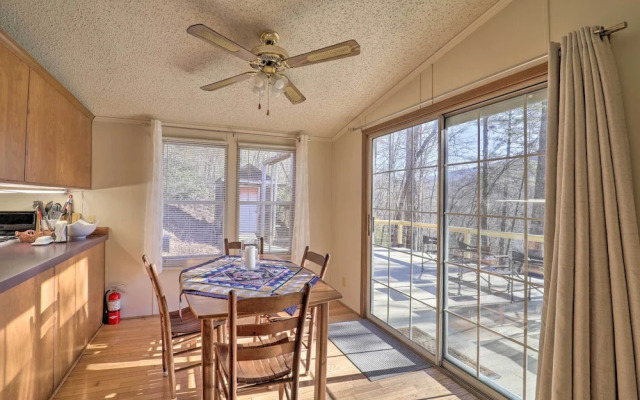 Deck + 2 Fire Pits: Riverfront Spruce Pine Rental!