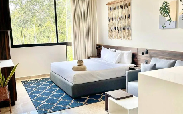 Fresh and Stylish Studio Aldea Zama rooftop pool Mya 109
