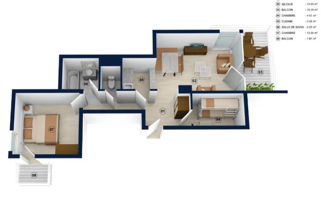 ELAN 15 appartement 4/5 pers, centre village