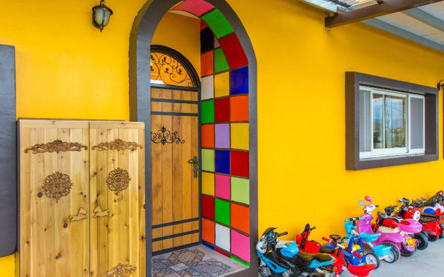 colorful wooden horse homestay