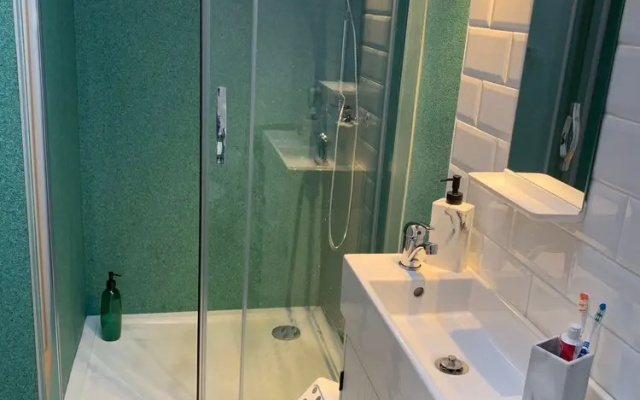 Bedroom and small private bathroom