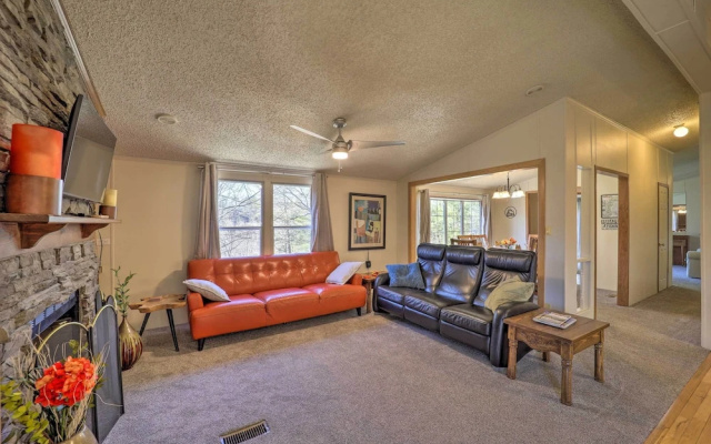 Deck + 2 Fire Pits: Riverfront Spruce Pine Rental!