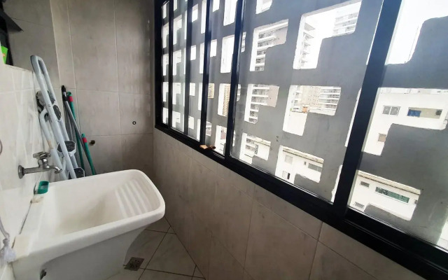 Apartamento confortável na orla da praia de Santos