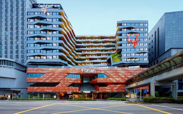 Отель lyf Funan Singapore by Ascott Сингапур вид на фасад