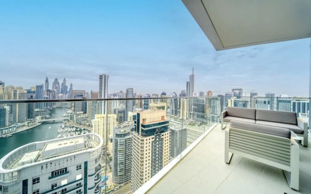 Elegant 2BR w Breathtaking Marina Balcony