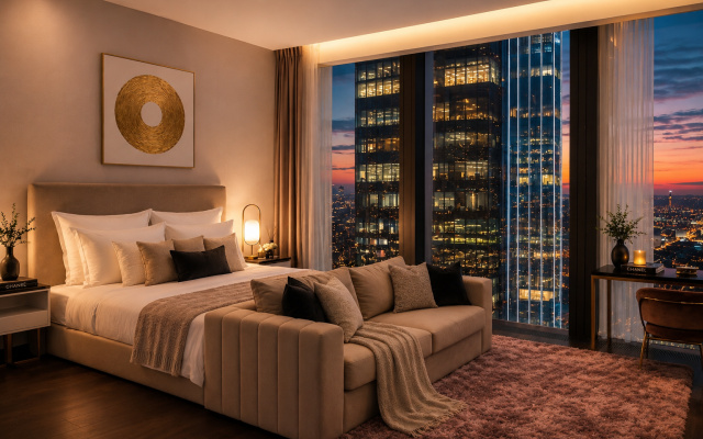 Апартаменты Sky City Moscow LUX Студия с большим окном с видом на все башни и город!