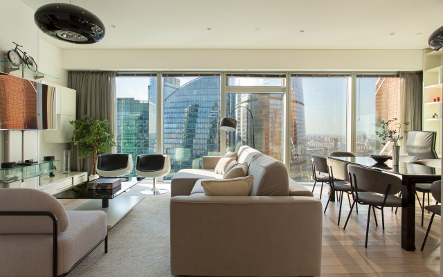 Апартаменты Sky City Moscow 51 Этаж! 140 метров! Саундбар! Подсветка под любое настроение! Дорогой вид на башни и город!